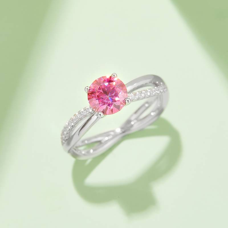 双臂刘诗诗同款S925银镀白金MoissaniteWomen's Ring1ctD级